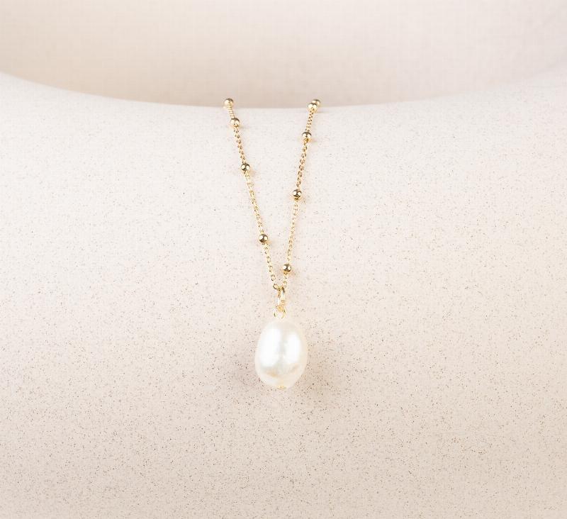 Perle-halskæde i forgyldt sølv