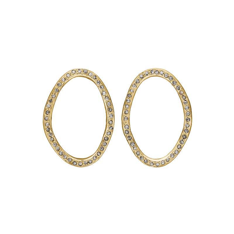 Onassis Oval Guld Pavé Ørestikkere - Elegance i 32mm