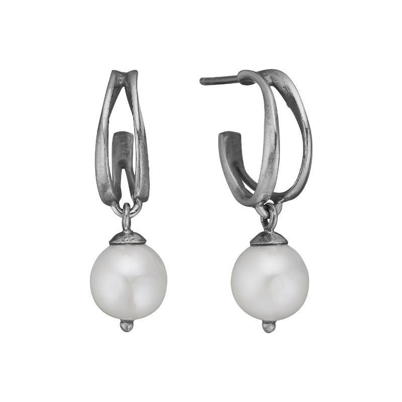 Lotus Silver Perle Creoler - Elegant Smykke Tilbud