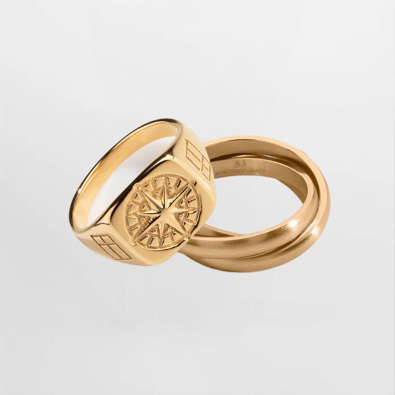 Compass Helix Bundle - Guldtonet Smykke til Mænd