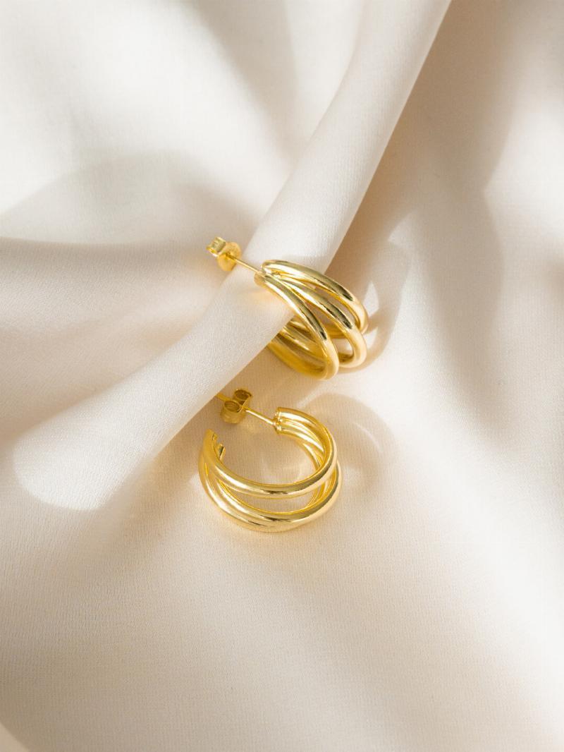 Triple – Guld Øreringe