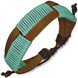 Læderarmbånd med Turkis Flet - Unikt Smykke Tilbud