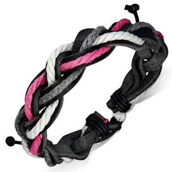 Armbånd i Læder og Bomuld