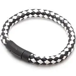 Sort og Hvidt Læderarmbånd