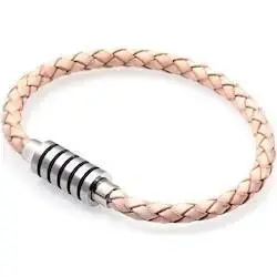 Lys Læderarmbånd med Magnetlås 6mm