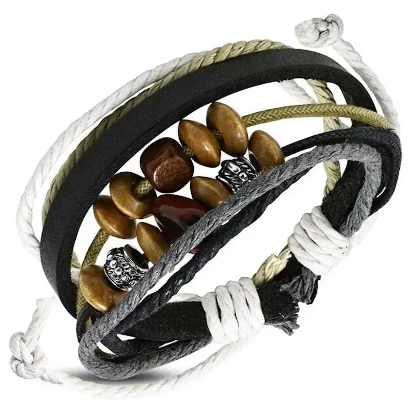 Ny Mode Armbånd i Læder og Bomuld til Mænd - Hurtig Levering!