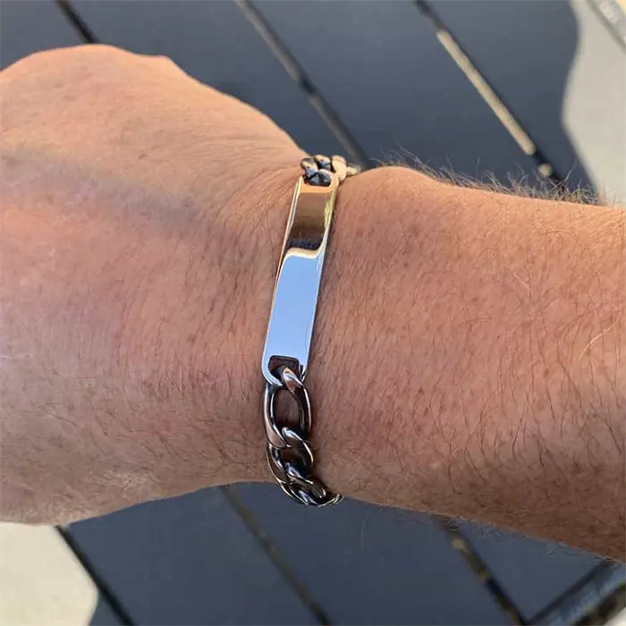 ID-armbånd i poleret rustfrit stål