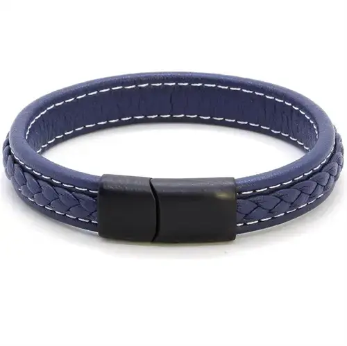 Major Blue Læderarmbånd med Magnetlås - Hurtig Levering!