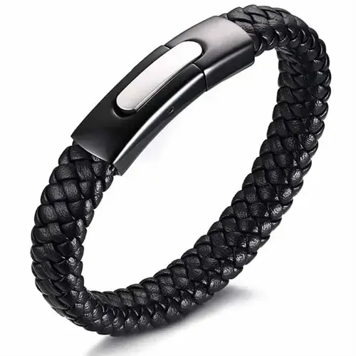 Baylish Herrearmbånd i Sort Mikrofiberlæder - 20 cm