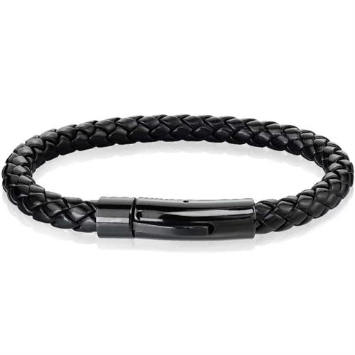 Sort Imiteret Læderarmbånd - Xt Design