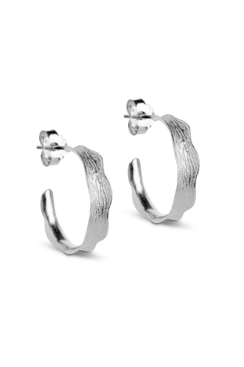Emalje øreringe - Ane Små Hoops - Sølv