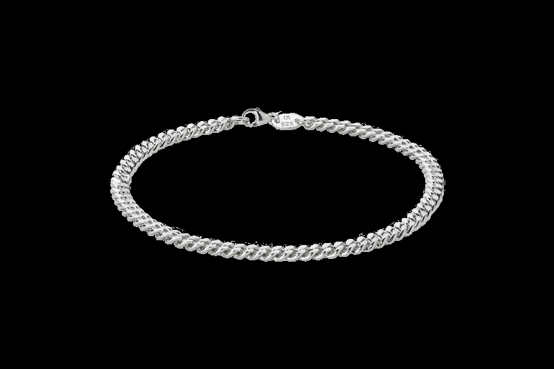 Ix Curb Ankelkæde i Sølv - Råt Look med 925 Sterling Sølv