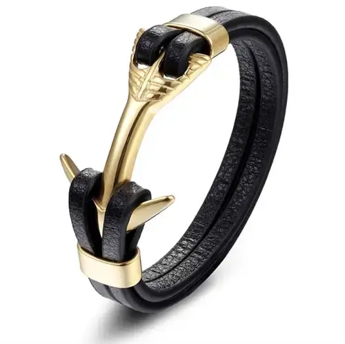 Høj Xp1 Armbånd i Forgyldt Stål og Læder