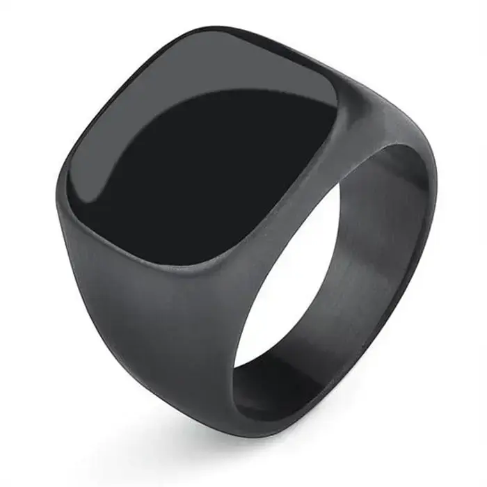 Kubaz Herre Ring i Mat Sort Stål