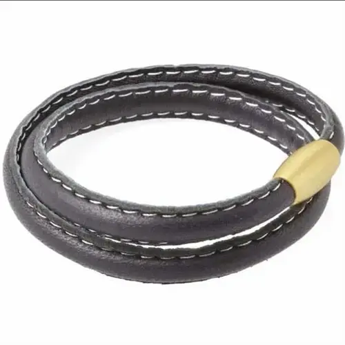 Kalveskind Læderarmbånd med Guldfinish