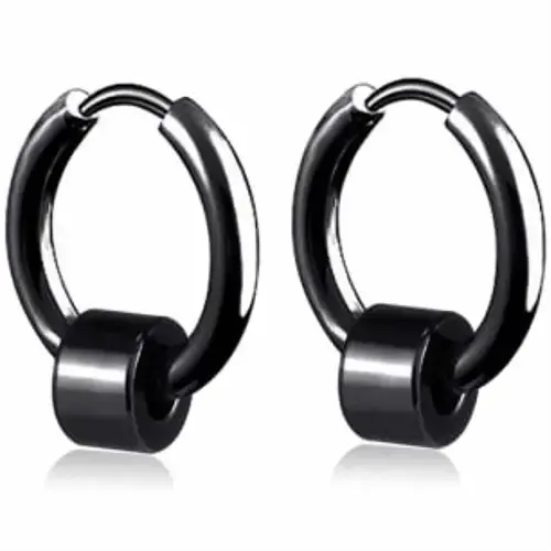 Sort Padl Ørering i Titanium - Unik Smykkeoplevelse