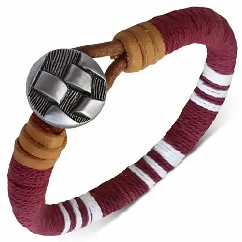 Håndknyttet Rød og Hvid Strandarmbånd til Drenge