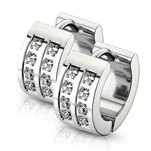 Stål Bling Ørering med CZ Sten - Hurtig Levering!