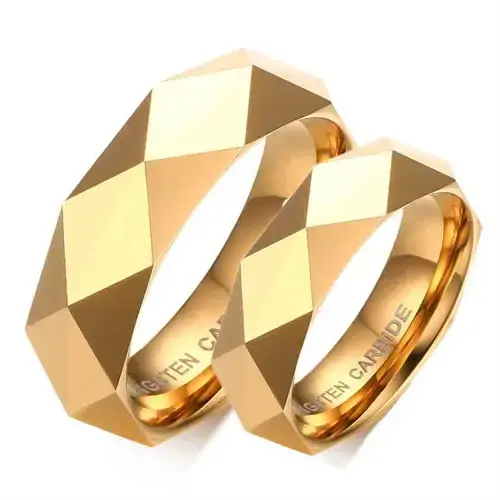 Forgyldt Facet Forlovelsesring i Tungsten - 6mm Bred