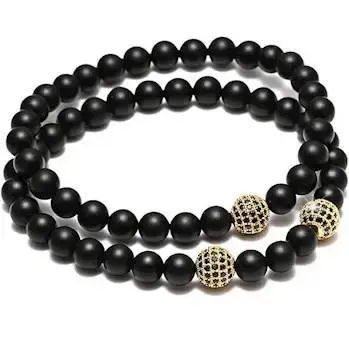 2 Onyx Perlearmbånd