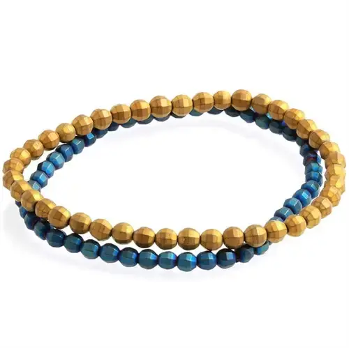 2 stk 4mm Hamatit Perlearmbånd