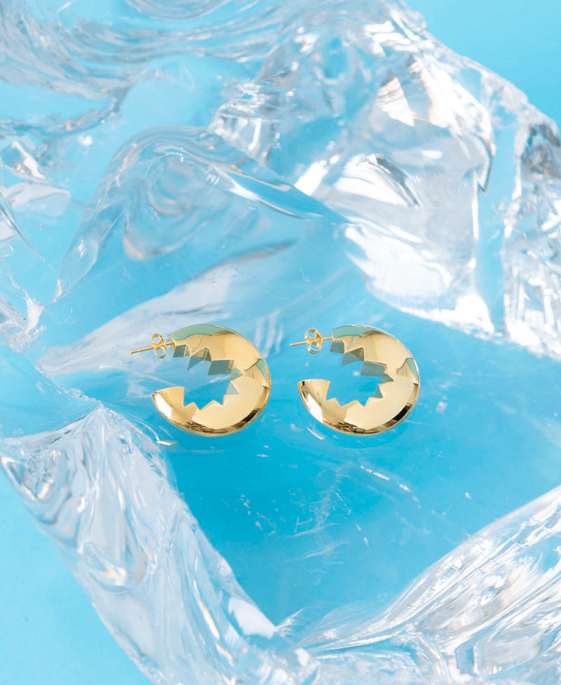 Chunky Guldøreringe i Genanvendt Sølv - Unik Design