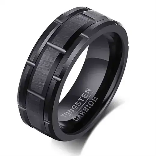 Zerbo Sortbelagt Tungstenring
