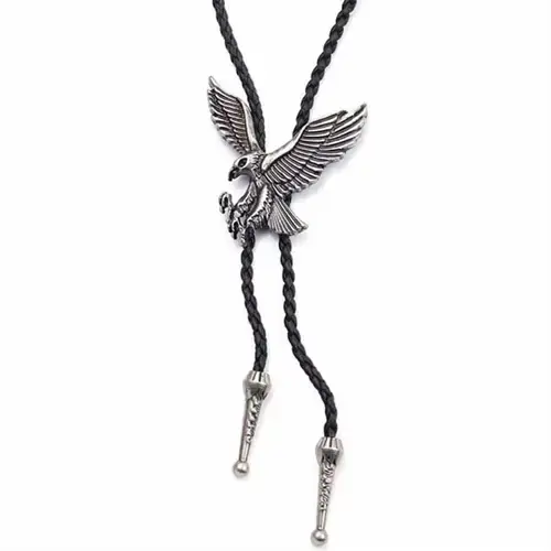 Western Eagle - 70 cm Lædersnor Halskæde med Ørn