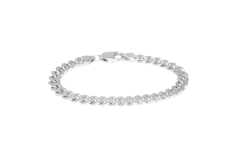 Råt Chunky Curb Armbånd i Mat Sølv - Unikt Design