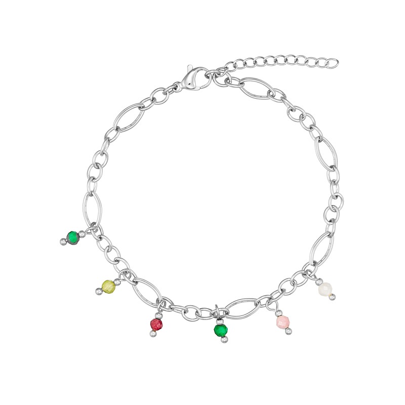 Armbånd I Stål Med ædelsten