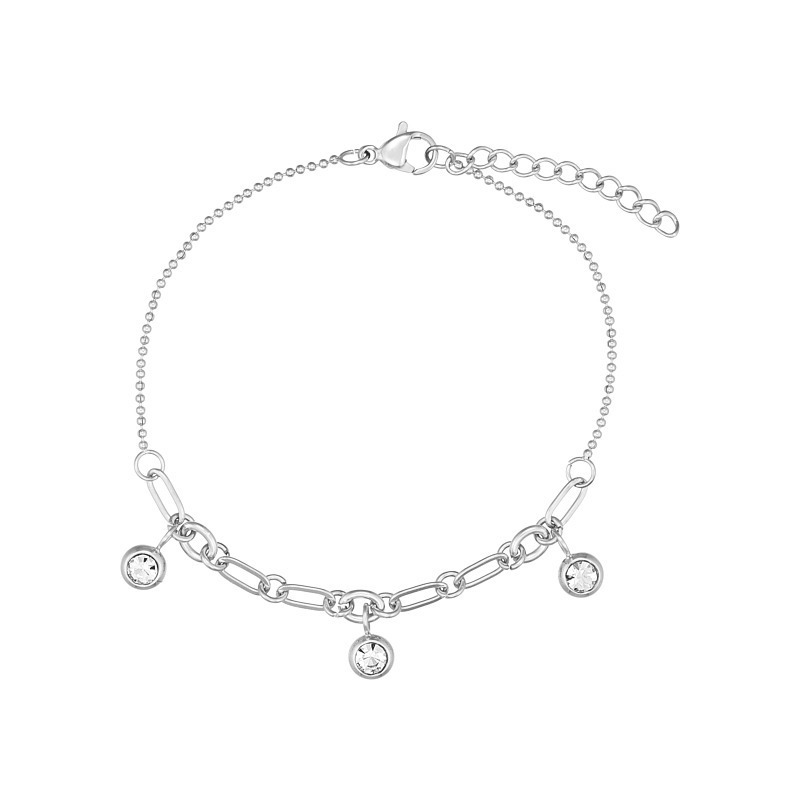 Armbånd I Stål Med Zirkonia Og Kugler