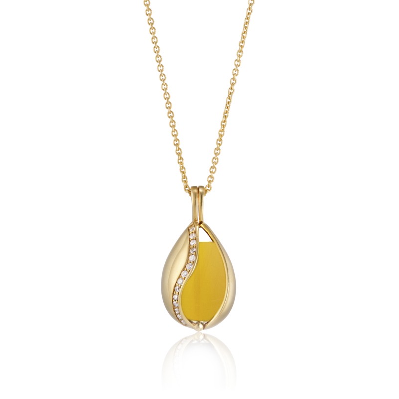 Blankt Smykke æg Med Gul Jade