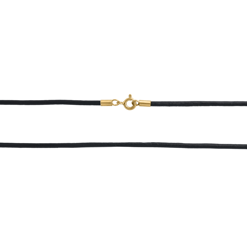 Læderkæde 20 Mm Forgyldt Sølvlås - 80 Cm