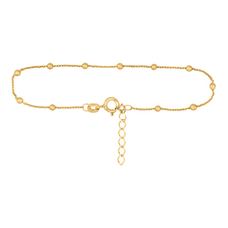 Ankelkæde I Forgyldt Sølv Med Kugler