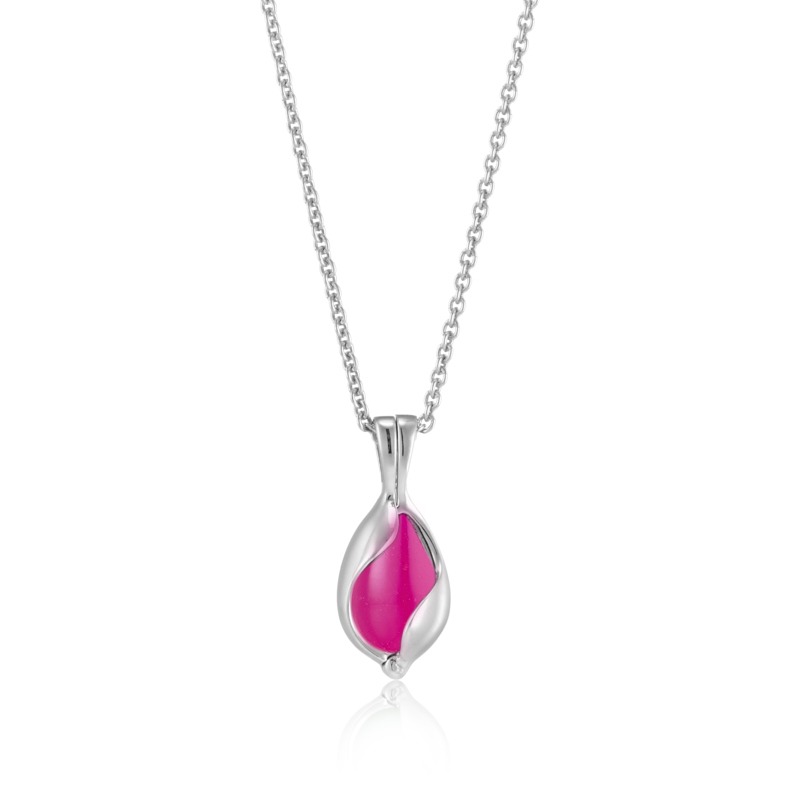 Lille Blankt Smykke æg Med Pink Onyx