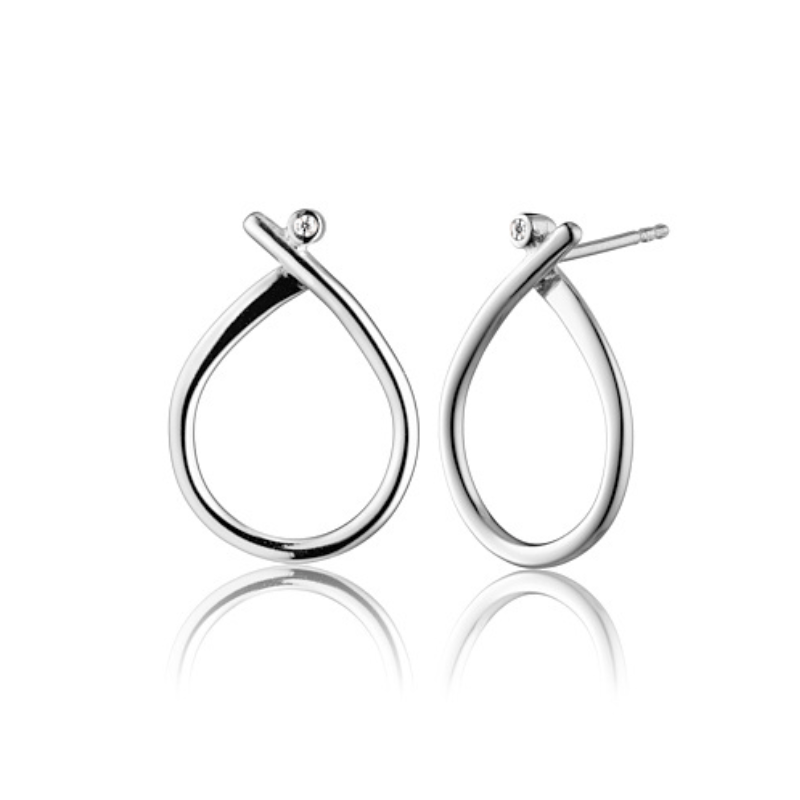 Dråbeformede øreringe I Blankt Sølv