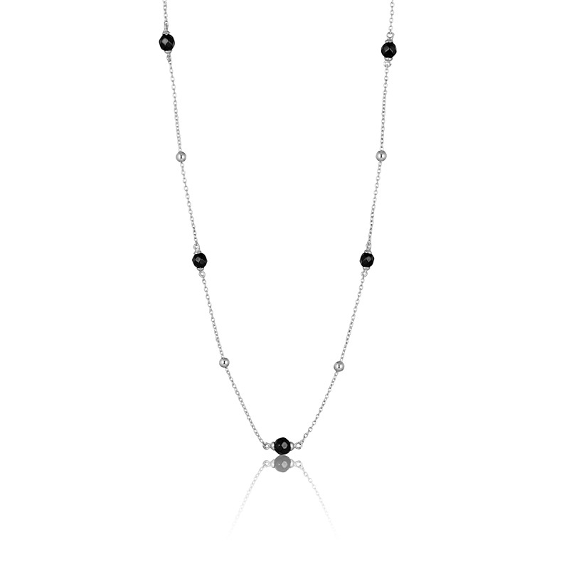 Halskæde I Sølv Med Kugler Og Sort Onyx