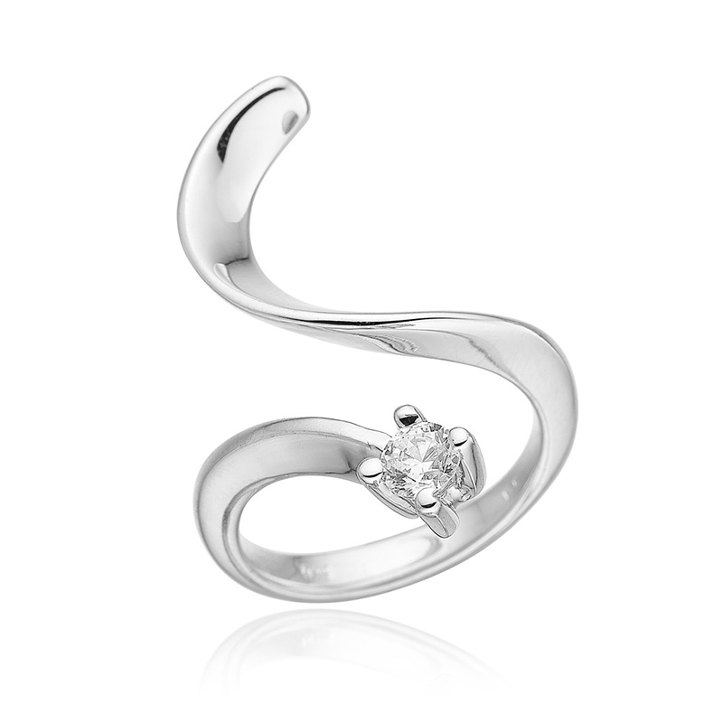 Elegant Sølvring Med Zirkonia - 65