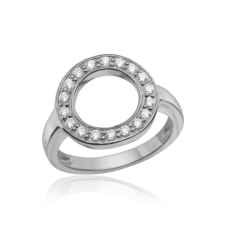 Ring I Sølv Med Zirkoner - 65