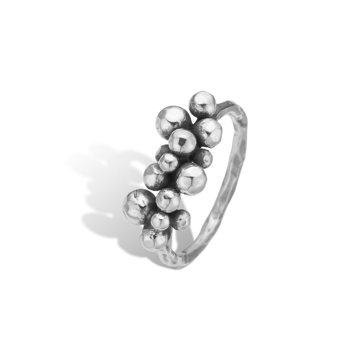 Rose Buds Silver Cluster-13 Ring - 60