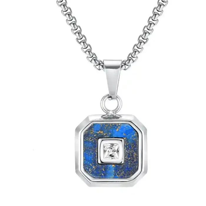 Neck Steelblue Halssmykke Med Sten