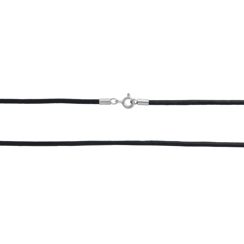 Læderkæde 20 Mm Sølvlås - 40 Cm