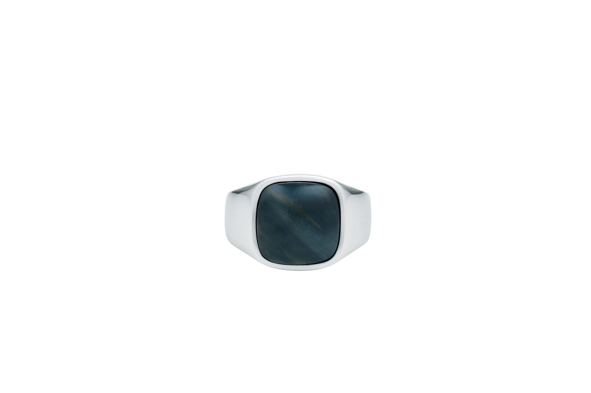Ix Cushion Signet Ring Hawks Eye Silver