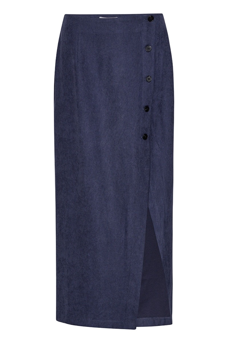 Continue - Nederdel - Linnea Skirt Velvet - Blue