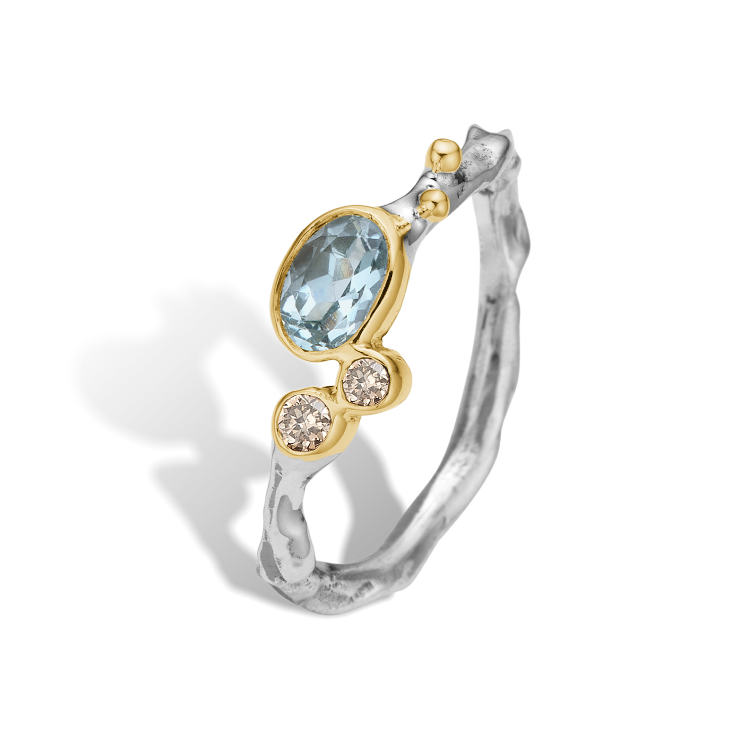 Grace Single Blue Aqua Faceted Ring - 60