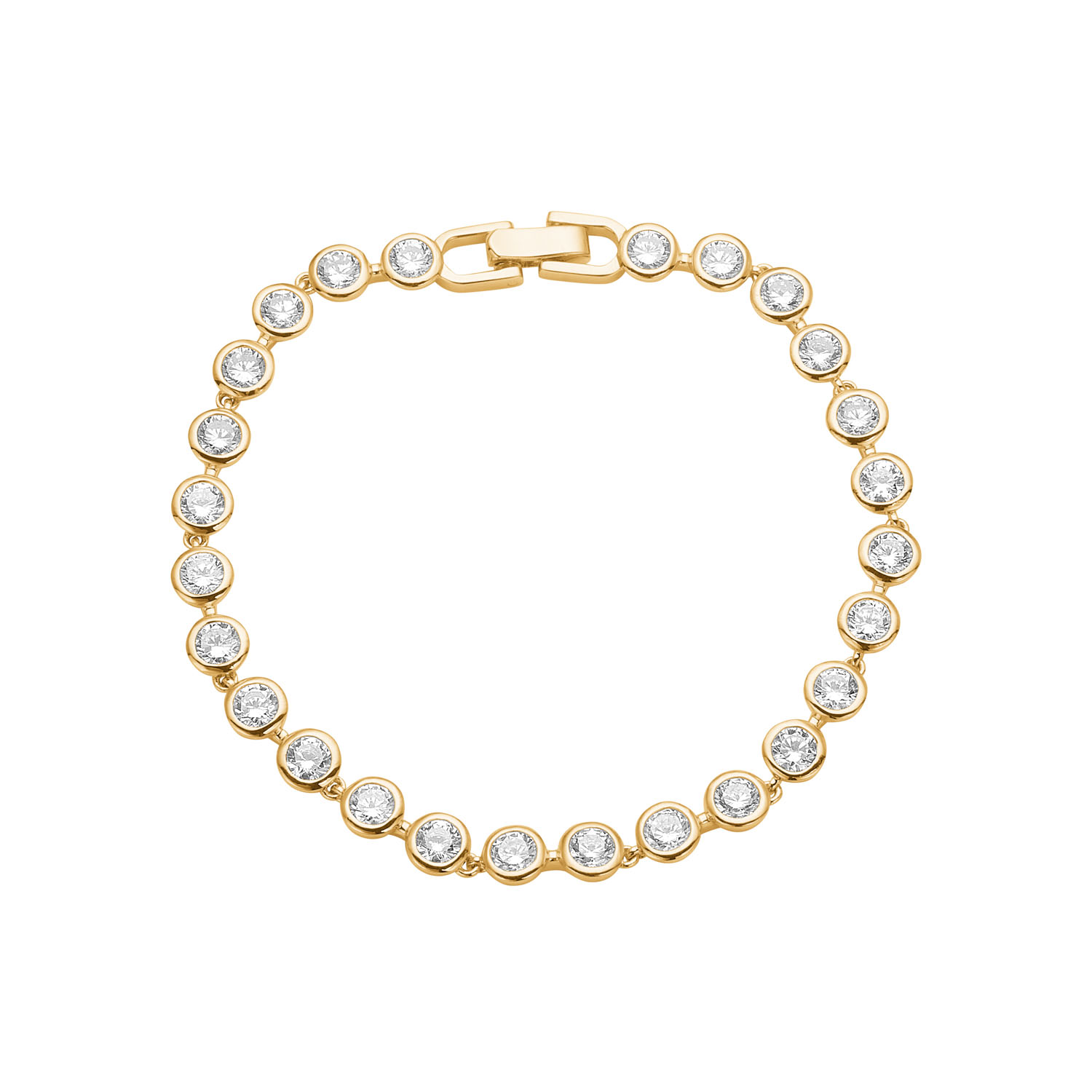 Armbånd I Forgyldt Sølv Med Zirkonia - 17 Cm