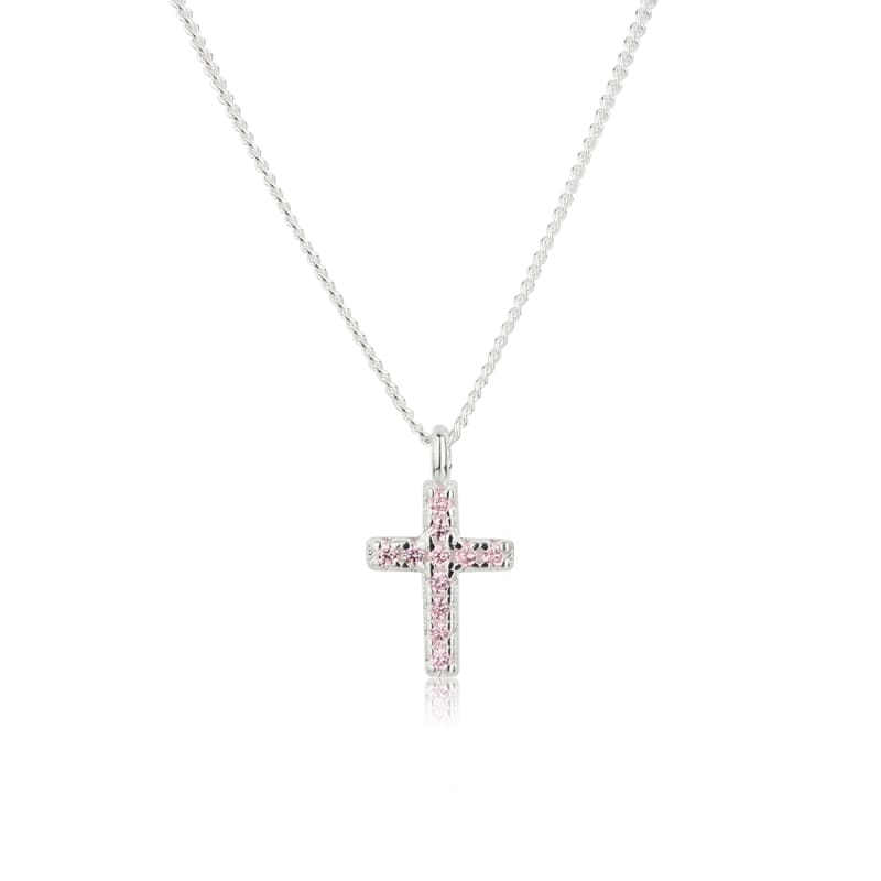 Rose Cross Necklace  Silver
