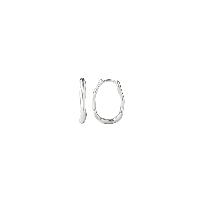 Oval Minara Hoop Small   Silver