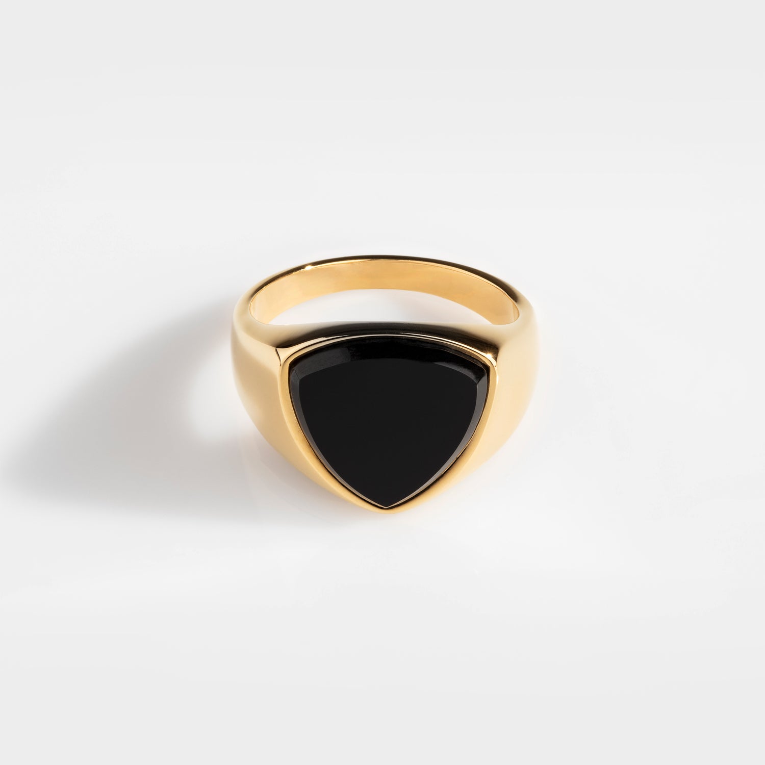 Black Onyx Polygon Signature - Guldtonet Ring - Str 6 - Herre - Northern Legacy