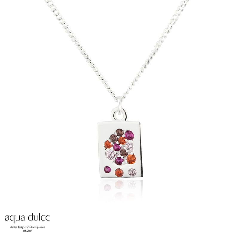 Pink Stardust Necklace  Silver